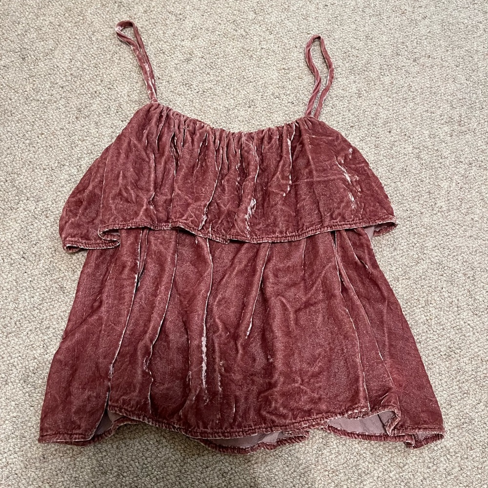 MADEWELL CRUSHED VELVET RUFFLE CAMI - Picture 3 of 7